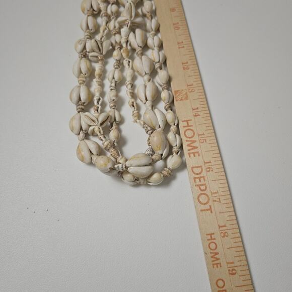 Hawaiian Cowrie Sea Shell Necklace 16" Boho Clapless Long Beachy 90s Conch 3pc - Picture 12 of 12